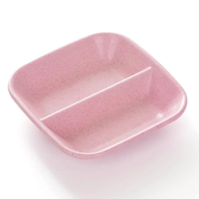 1Pcs Wheat Straw Seasoning Dish Multi-purpose Drain Dish Calvings Sauce Vinegar Tableware Divider Convenience Products