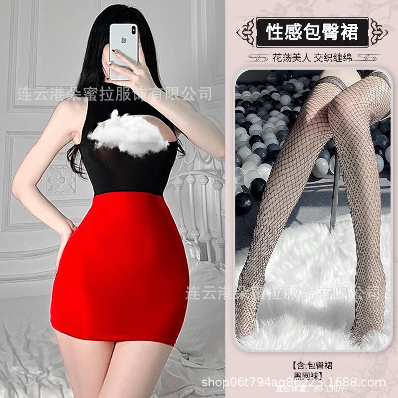 Double-sided wear sexy tight silky transparent skirt nightclub ol scheming miniskirt sexy underwear uniform