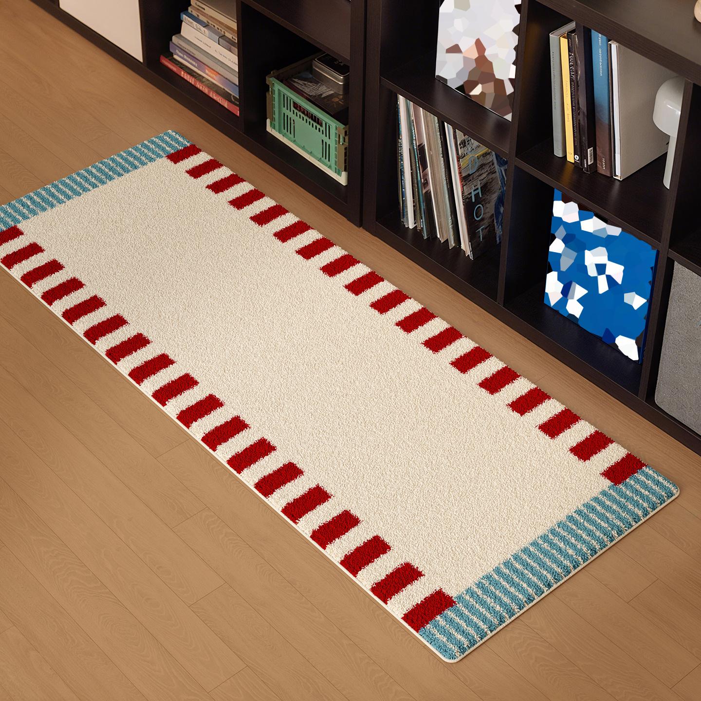 

VIKAMA Cute Red Blue Carpet Soft Bedside Rug Have A Good Day Carpet Absorbent Bathroom Rug Carpet For Live Room Rug For Bedroom 40X120CM (1.3X3.9FT