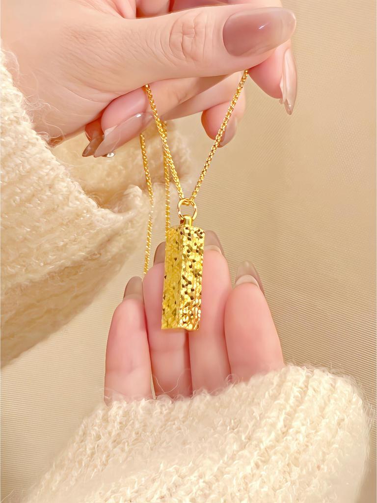 CNC Burst Flash Shaved Ice Square Pendant Clavicle Chain Women's Fashion Necklace