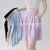 Ice Silk Wide-leg Yamamoto Shorts for Women's Outer Wear, Breathable, Loose and Casual Without Curling Edges, High Waist and High Elasticity