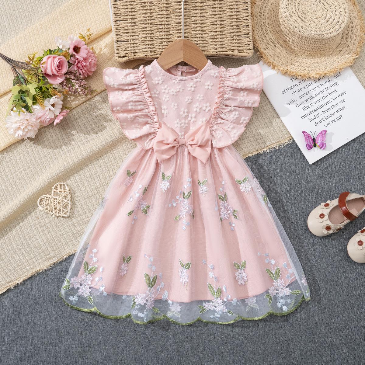 

Children s Summer One-Year-Old Dress Little Girl Fashionable Dress Baby Girl Cute Embroidered Princess Dress Hem 130cm