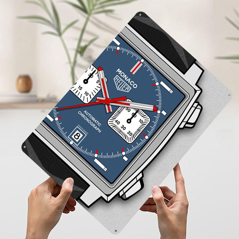Steve Mc Monaco Watch Metal Poster Customized Wall Art Retro Vintage Tinplate Signs for Man Cave Decoration Room Desk Decor Home
