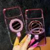 Niche INS Glitter Bling Gradient Clear Case For IPhone 17 Pro Max Air 16 15 14 13 12 Plus Mirror Bracket Shockproof Buffer Cover