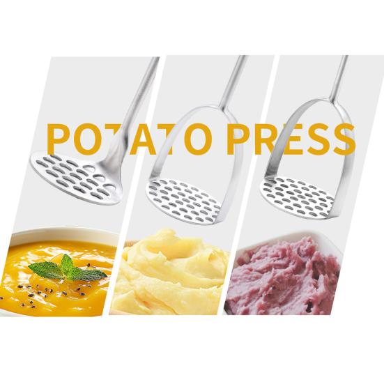 Stainless Steel Potato Masher Kitchen Avocado Tomato Fruit Vegetable Smasher Heavy Duty Fruit Puree Utensil for Cooking