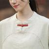 Johnature Camisetas Vintage Bordadas para Mujer Color Sólido Cuello Alto Manga Larga Otoño Botón Suaves
