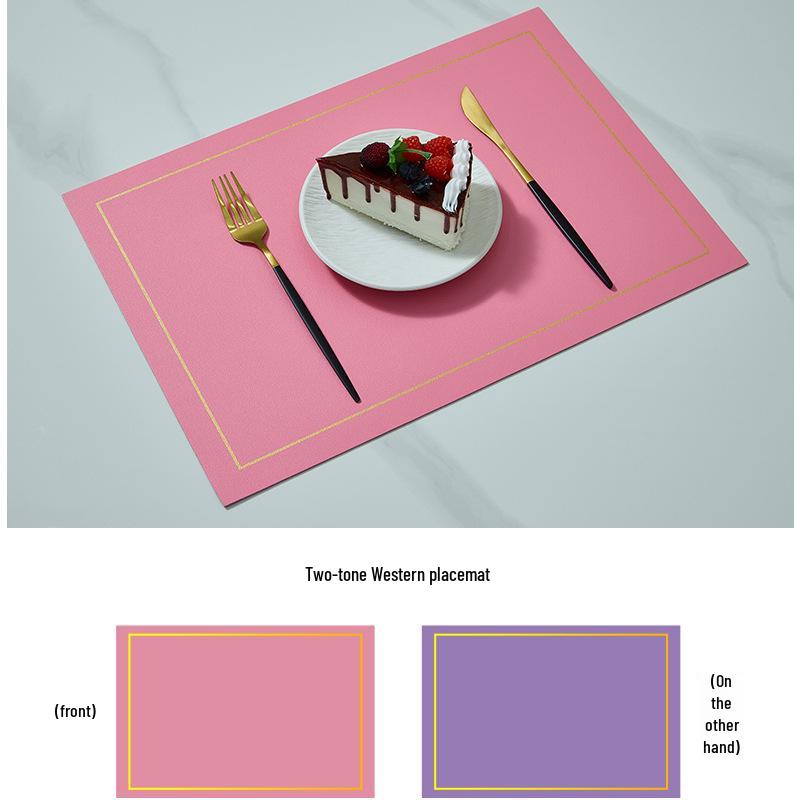 Leather Square Heat-Resistant Waterproof Placemat - Double Layer Western Style