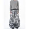 Kisko American High Street Gray and White Camouflage Washed Wide-Leg Scimitar Jeans Unisex Trendy Brand Loose Straight Pants