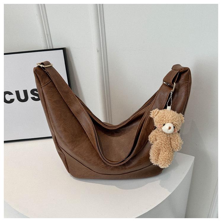 

Містка Шикарна Мінімалістична Сумка на Плече з М якої Шкіри Весна 2024 в Корейському Стилі для Жінок Without Pendant темно-коричневого кольору