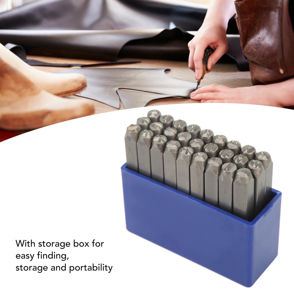 27-teiliges Metallstempel-Set aus Kohlenstoffstahl, Metall-Buchstabenstempel-Set für Schmuck, Leder, mit Aufbewahrungsbox