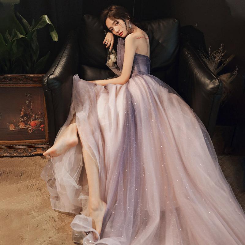Temperament Hepburn Style Evening Dress Women's 1011 Summer Tube Top 18th Adult Birthday Party Long Host Dress