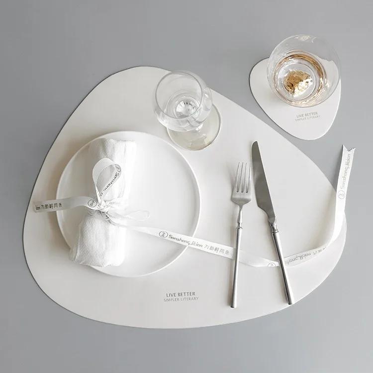 2pcs/set Leather Tableware Mat Dinner Pad Waterproof Table Mat Insulation Coaster Placemats for Restaurant Kitchen Home 2023