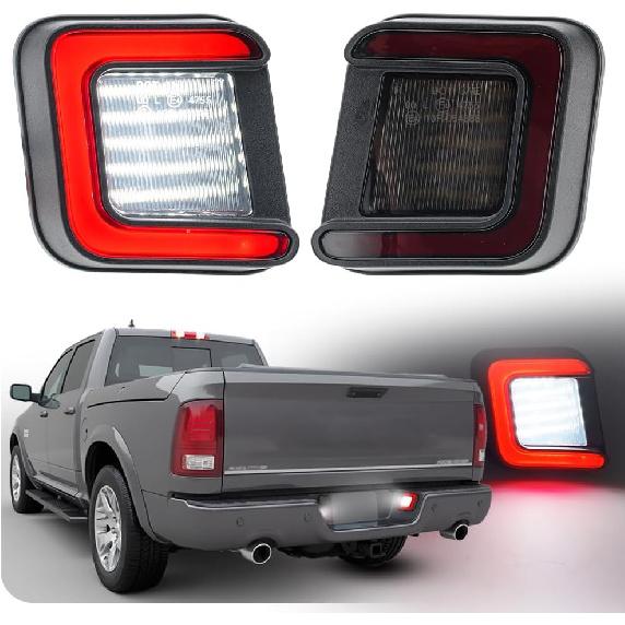 NJSBYL Full LED License Plate Light Assembly OEM Replacement for 2003-2018 D0dge Ram 1500 2500 3500 Pickup Truck Rear Tag License Number Plate Lamps