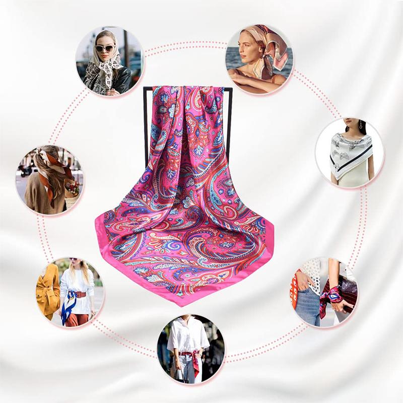Summer Luxury  Silk Scarf Square Hijab Women Wraps Summer Chic Cycling Hair Bandana Hijabs Foulard Scarves 90*90Cm