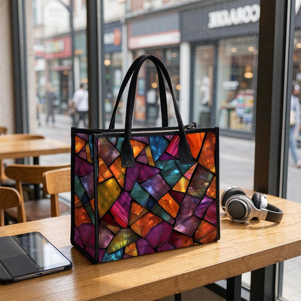 Colorful Stained Glass Tote Bag Large Fashion Casual Shoulder Handbag for Daily Use Shopping Travel Work