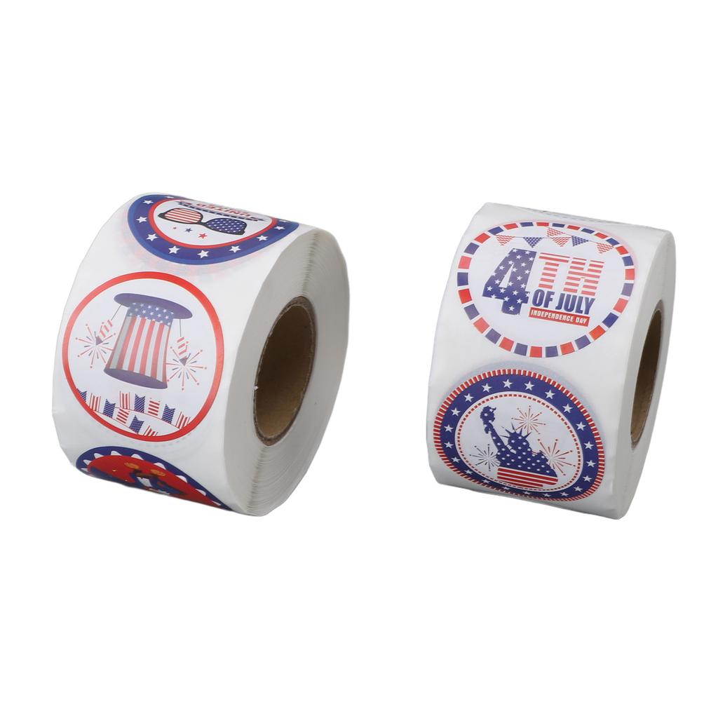 2 Rolls Sticker Patriotic Theme Self Adhesive Sticker Round Cartoon Stickers for Gift Wrapping Envel