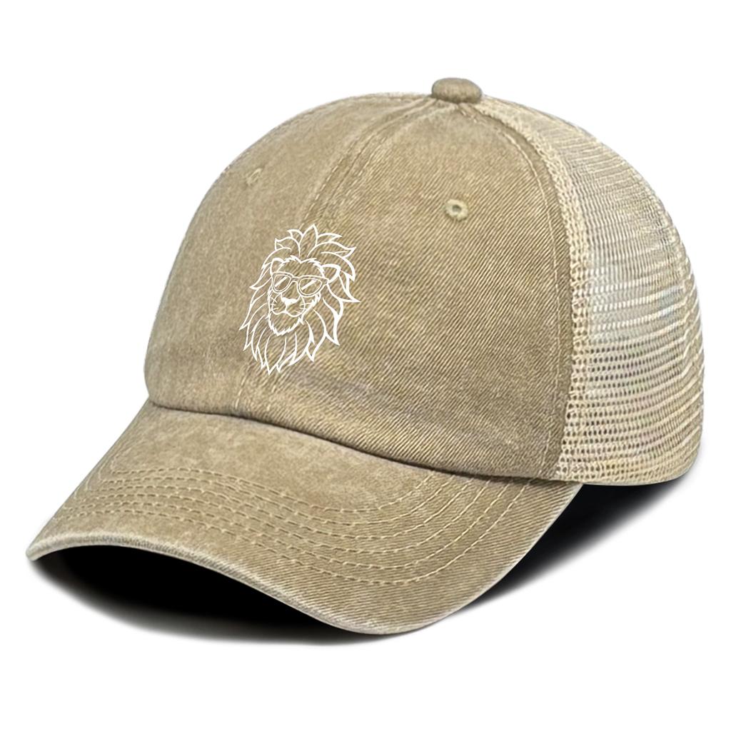 White Lion Printed Snapback Baseball Cap Adjustable Summer Breathable Simple Distressed Cap For Gifts Outdoor Cycling Hiking