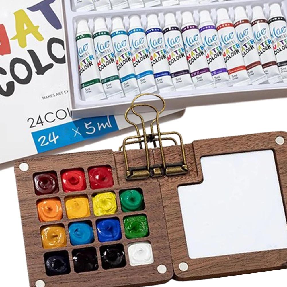 Mini Portable Watercolor Palette Set Watercolor Sketch Book with Binder Clips Portable Watercolor Travel Set for Travel Drawing