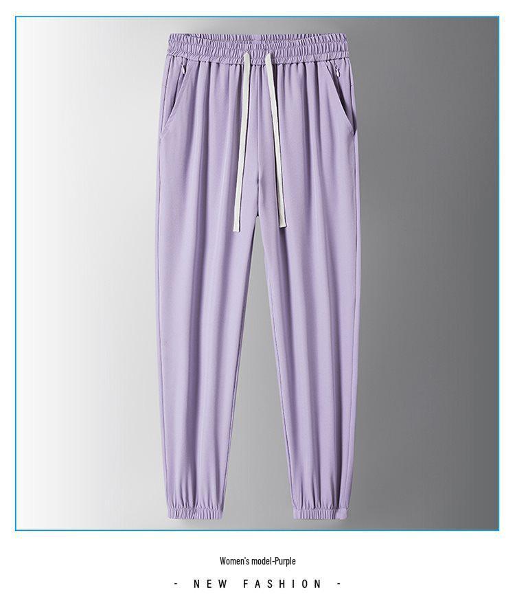 Ice Silk Summer Joggers with Zipper Pockets - Stylish, Casual & High Elasticity