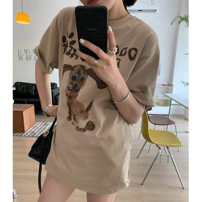 Harajuku lustige Cartoon-Print T-Shirts für Damen 2025 Sommer lässiges Oversize-T-Shirt reine Baumwolle Kurzarm y2k Oberteile Hip-Hop Streetwear