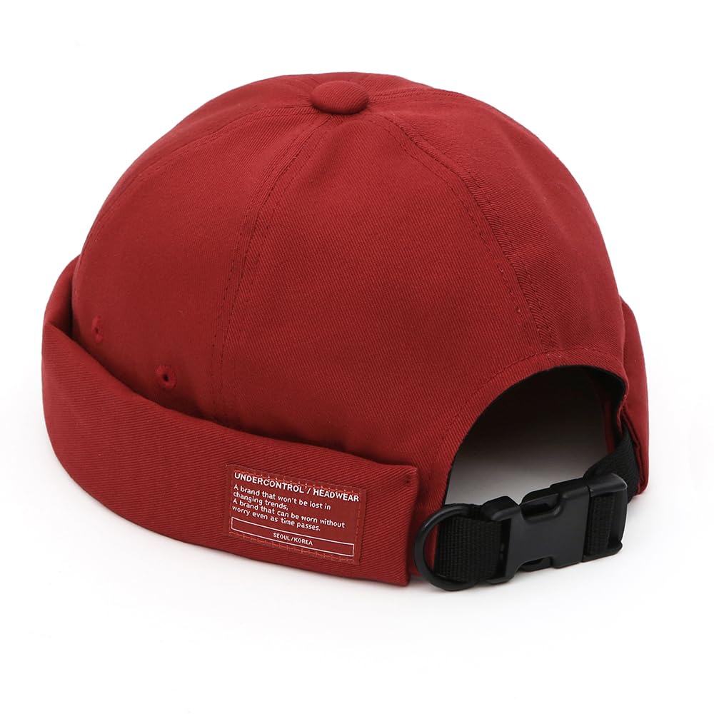 UNDERCONTROL Brimless Sailor Fisherman Leon Roll Mix Docker Beanie US One Red Hat, Cuff, Harbor, Visorless, Skull, Cap, Unisex, Size Size, Color