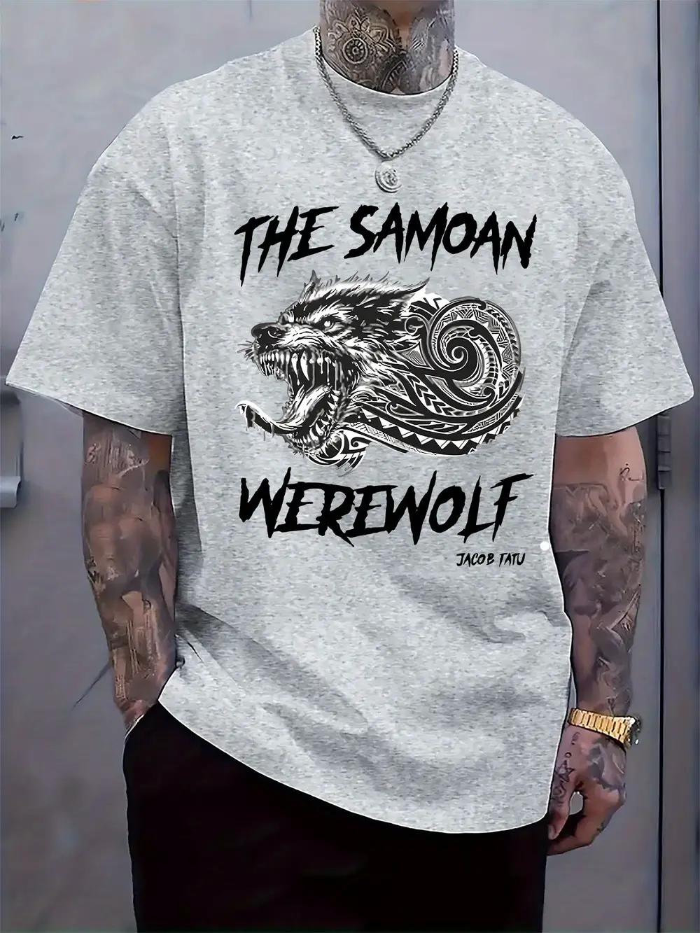 

Samoan Wolf Pattern Print Round Neck Short-Sleeve T-shirt S