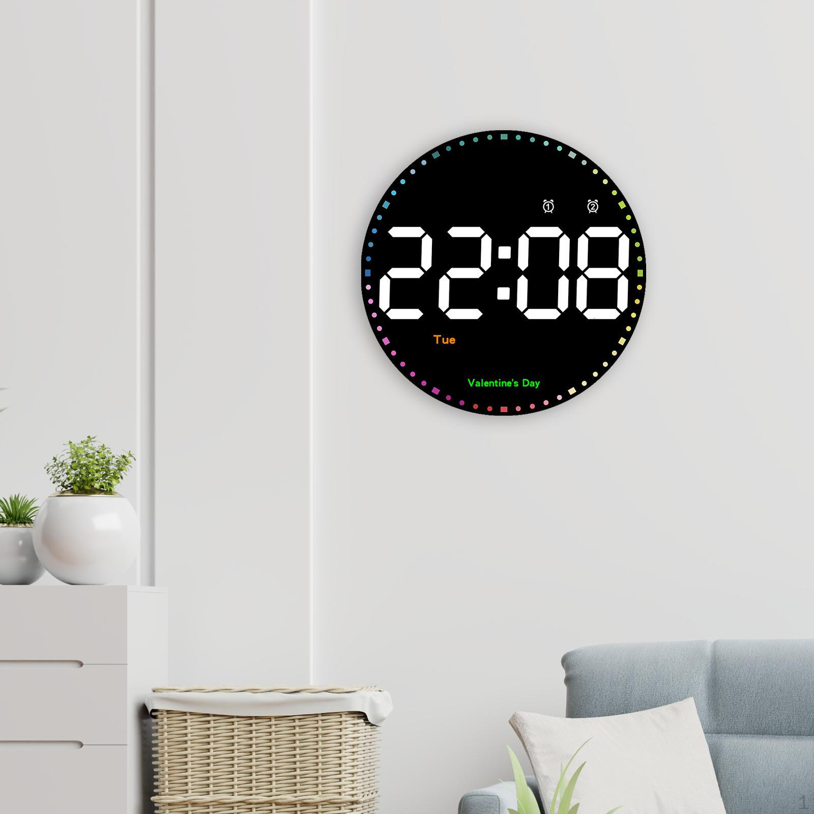 

LED Digital Wall Clock Electronic with Remote Control Backlight Display Hanging Alarm