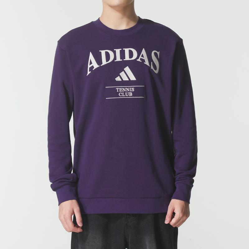 Adidas Letter Print Pattern Long Sleeve Sweatshirt Men sweatshirt Aurora-Plum KA0995