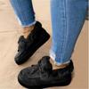 Women‘s Shoes Cotton Bow Warm Flat Large Size Furry Snow Boots.