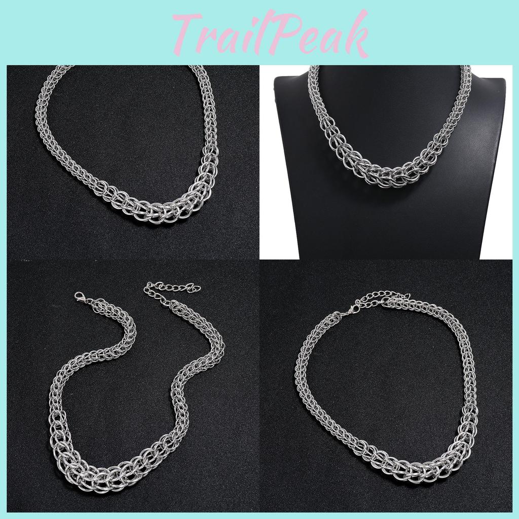 Stylish Silver Geometric Chain Necklace For Men And Women With Chunky Metal Link For Daily Casual