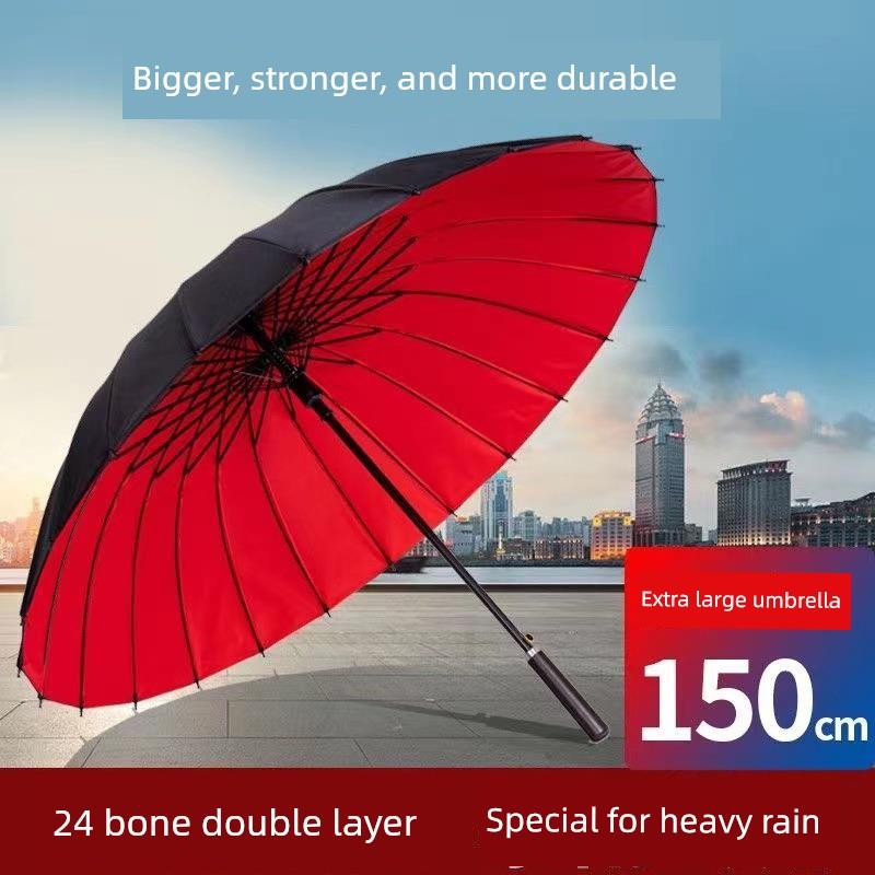 24-Strand Large Double-Layer Umbrella, Durable and Sturdy, Long Handle, Business Use, Sun Protection, Student Use, Windproof, Rainproof, New Model