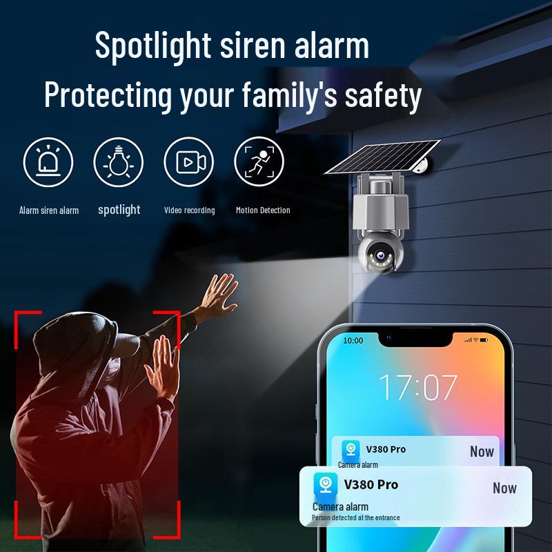 4G Solar-Powered Outdoor HD Camera with Mobile Remote Talk and Low Energy Usage - V380Pro