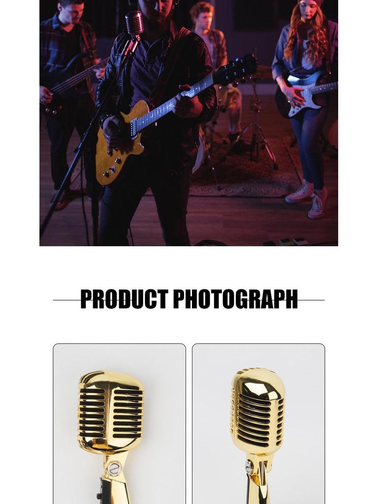 Classic Retro Dynamic Wired Microphone for Stage Performance and KTV