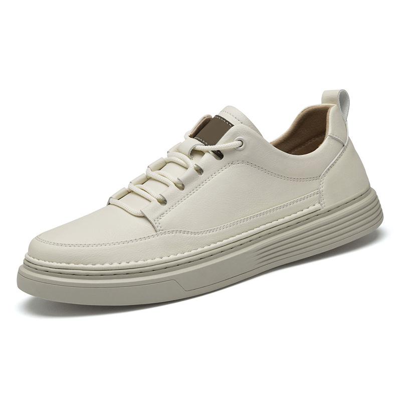 Men's shoes 2025 summer new youth leather waterproof little white board shoes British style Korean version platform casual shoes tide
