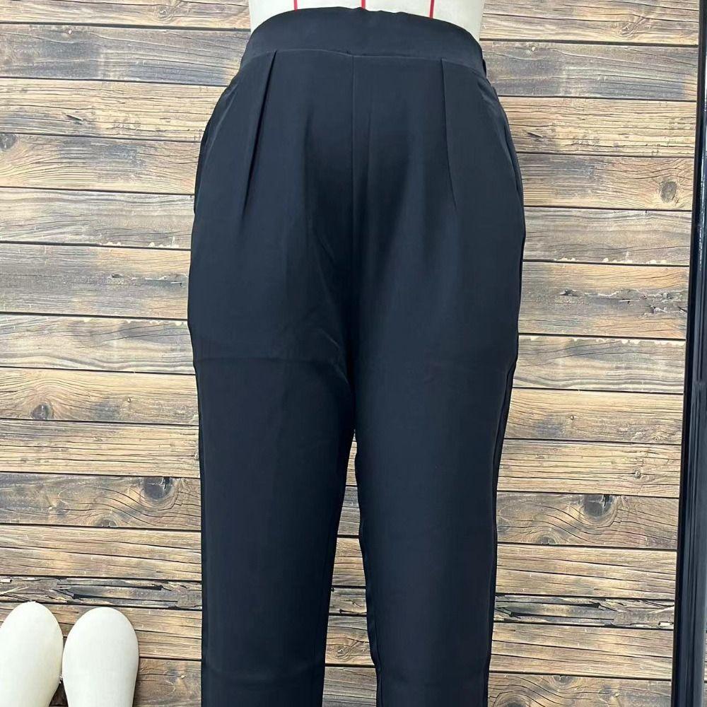 Pleated Business Harlan Pants with Pockets Professional Pants Casual High Waist Suit Pants  Girl