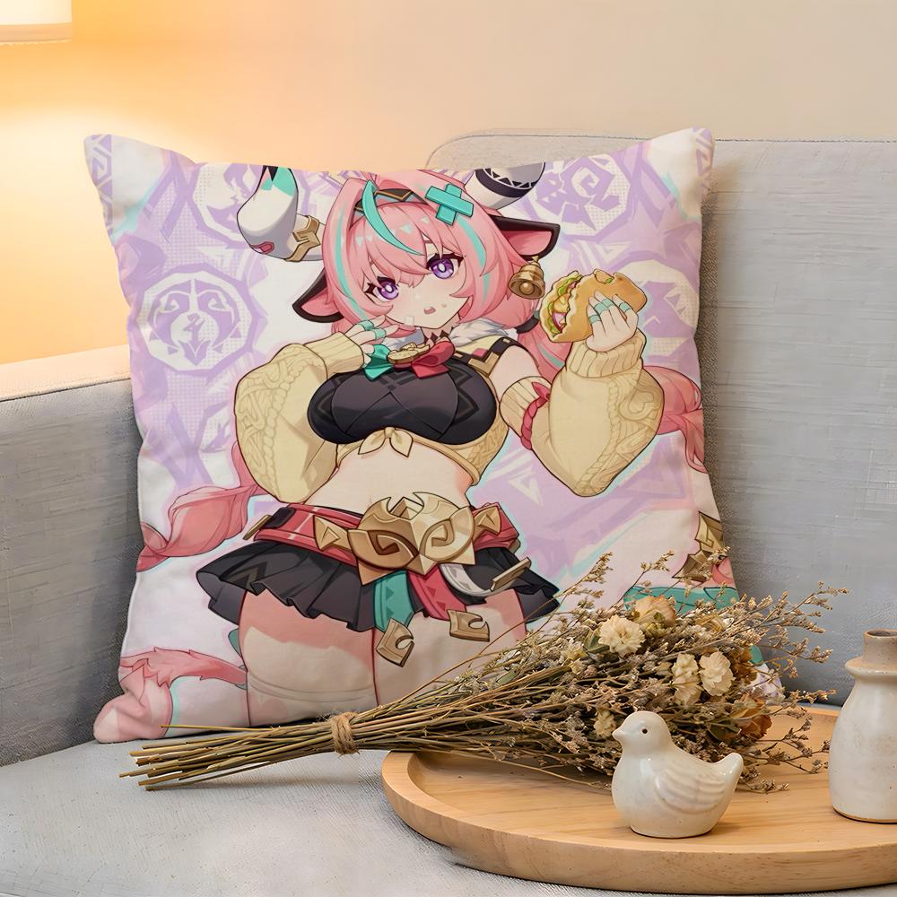 Cushion Cover  Linen  SkinFriendly Soft Decorative Case For Sofa Home Decor Hot Anime Genshin VVaresa Pillow cover