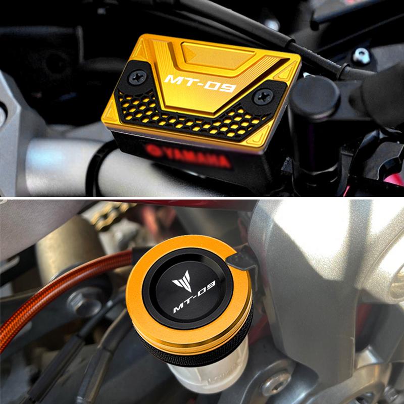 Pro Yamaha MT09 MT-09 MT 09 Tracer SP FZ09 FJ09 2013-2022 Motocykl Přední zadní brzdová kapalina Nádržka Víko nádrže Olejová náplň