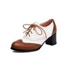 Fashion 2025 New Pump Women Pumps Round Toe Height Heels Platform Brogue Student Carved Retro Lace-Up Classic Spring Silver Black Brown