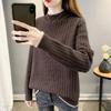 WTEMPO Thick Warm Long Sleeve Knitted Pullovers Half High Striped Sewaters Women's Autumn Winter Loose Bottoming Sweaters