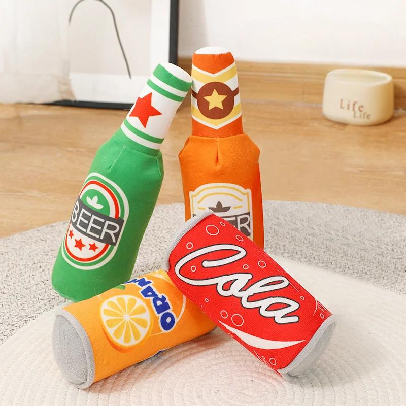 Plush Sound Toy for Big Dogs, Beer Bottle and Cola Simulation, Pet, ChFukToy, Puppy Accessories