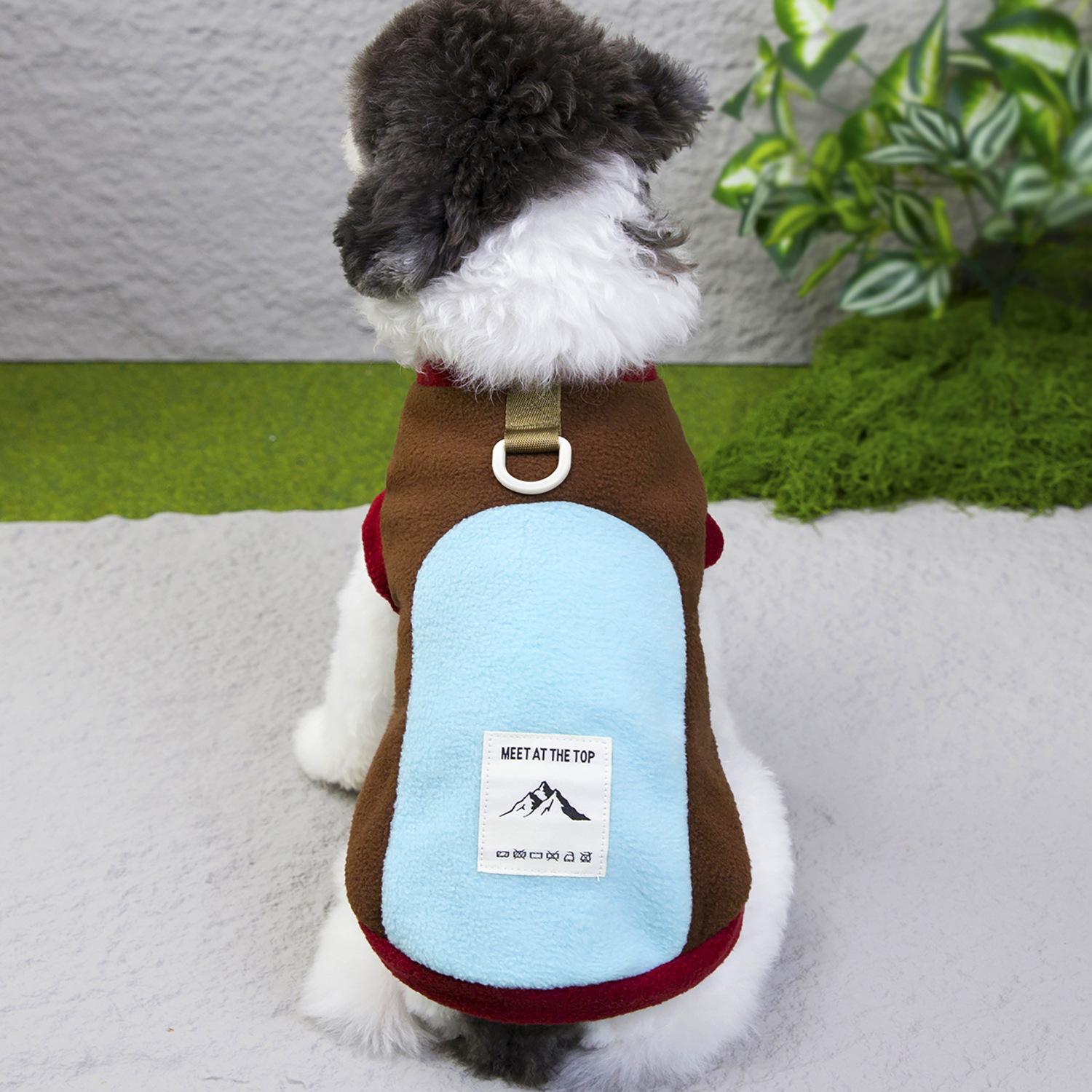 Dog clothes autumn and winter new pet clothes pet clothes autumn thickened contrasting color fleece two-legged fleece S