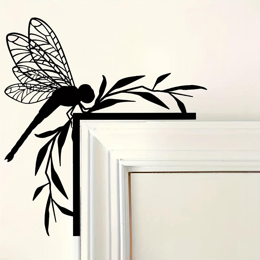 Vintage Wrought Iron Door Corner Dragonfly Topper Rustic Home Accent Ornament Gift for Insect Lovers House Decoration