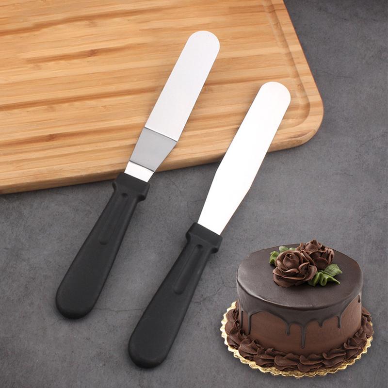 2 Adet/Set Paslanmaz Çelik Pasta Spatulası Kazıyıcı Tereyağı Krem Şekerleme Kaplama Bıçağı Pürüzsüzleştirici Mutfak Hamur İşleri Pasta Dekorasyon Aleti İçin