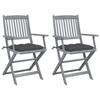 Day and Night - Day and Night Folding Garden Chairs 2 Pcs Cushions Solid Acacia Wood