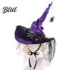Halloween Outfit Props Witch Hat for Women Gothic Spider Web Mesh Skeleton Hand Dark Style Gift Women Rose Flower Wizard Costume Cosplay Party