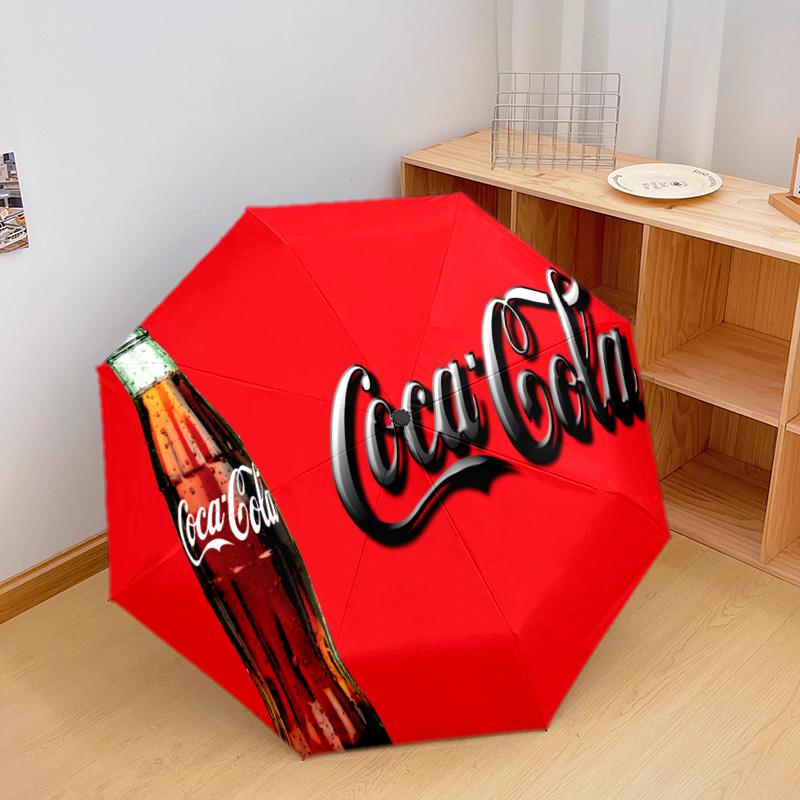 1PC Coca-cola Christmas Delivery Automatic Umbrella - Suitable Travel Outdoor Portable Umbrella Birthday Gift Daily Essentials