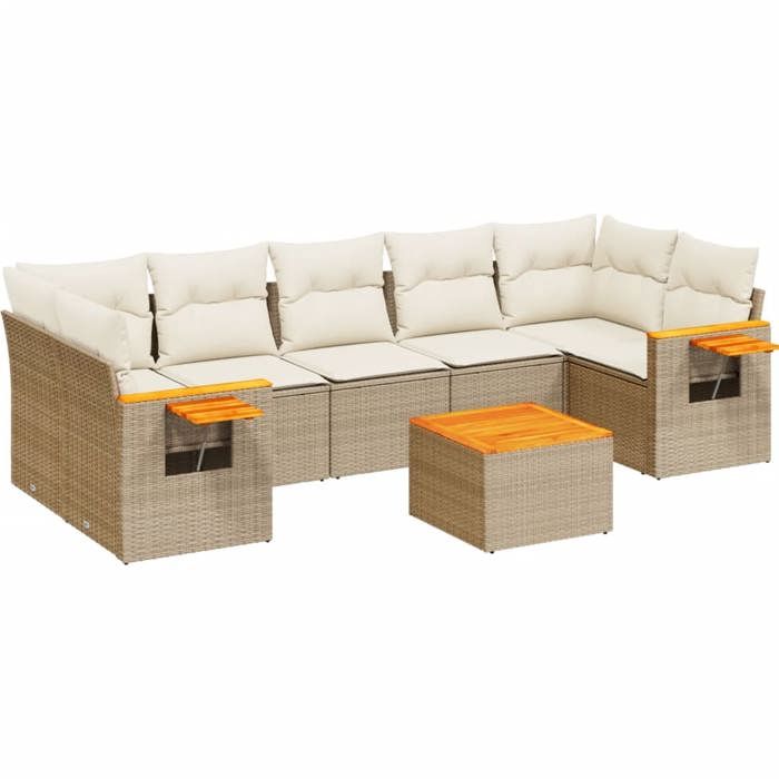VidaXL Garden Lounge Set with Cushions 8 Pcs, Patio Sofas, Patio Furniture Set, Outdoor Furniture, Beige 3226653