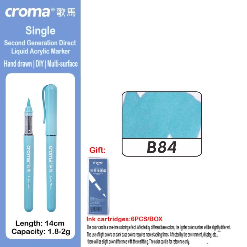 Croma 160/1 Farben Nachfüllbares Direktflüssig-Acrylmarker-Set mit Weicher Spitze, Waschbarer Aquarellpinsel Schulausstattung