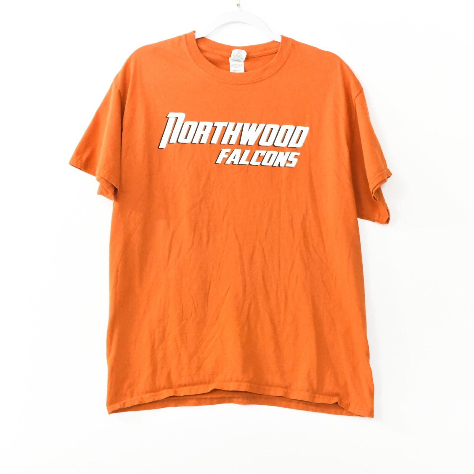 Gildan Mens Orange T-Shirt Graphic Northwood Falcons Crew Casual Short Sleeve L M