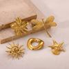 Spilla da Donna Elegante Colore Oro Decorazione Spirale Geometrica Fiore di Sole Spille Acciaio Inossidabile Impermeabile Gioielli per Feste Matrimoni